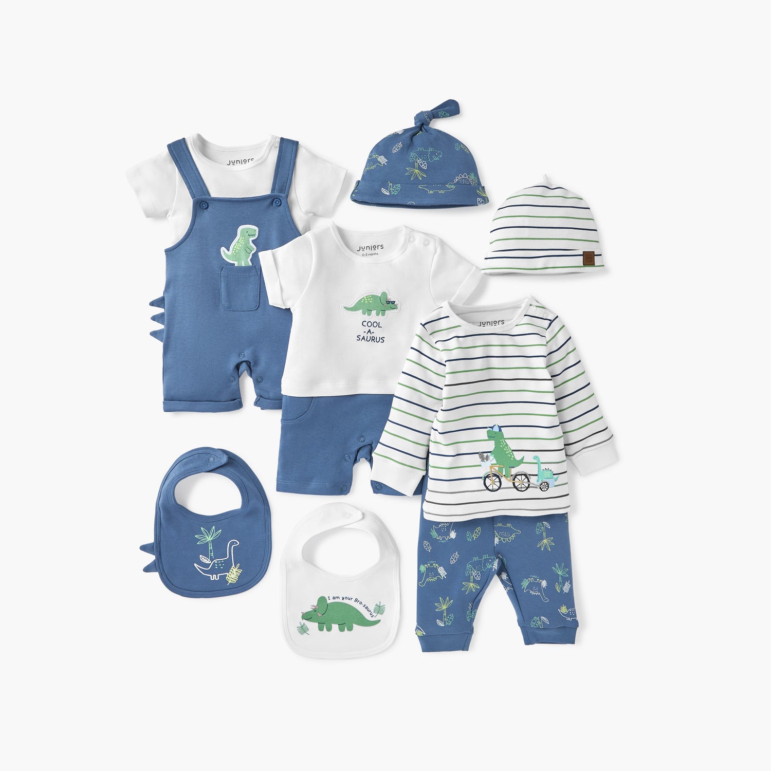 Juniors Dinosaur Applique Romper with Round Neck and Short Sleeves