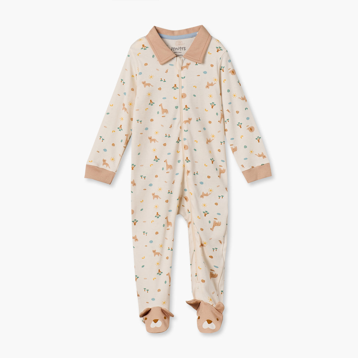 Juniors Cotton Collared Long Sleeves Sleepsuit