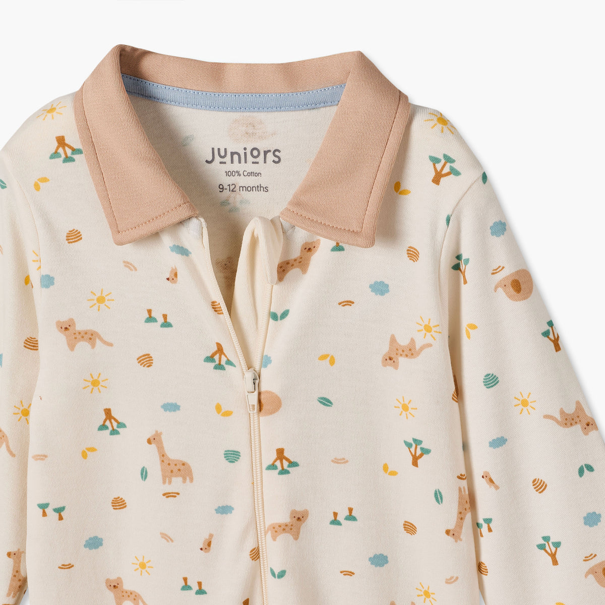 Juniors Cotton Collared Long Sleeves Sleepsuit
