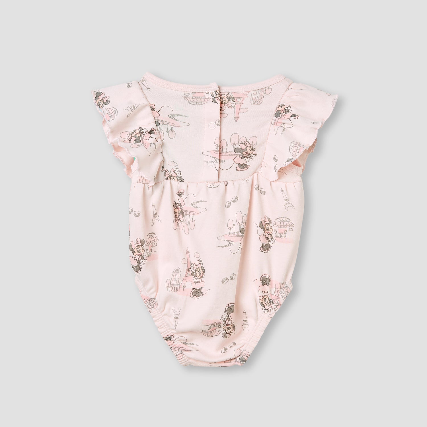 Disney Minnie Mouse Print Romper with Ruffle Sleeves