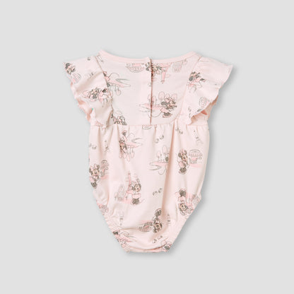 Disney Minnie Mouse Print Romper with Ruffle Sleeves