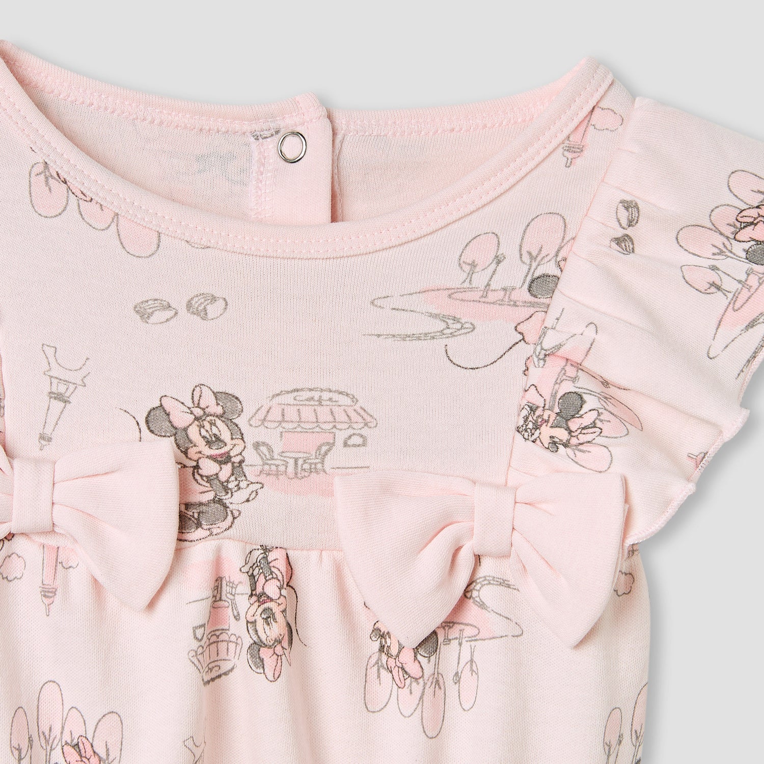Disney Minnie Mouse Print Romper with Ruffle Sleeves