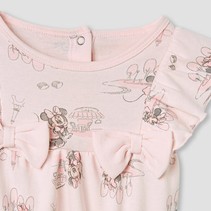 Disney Minnie Mouse Print Romper with Ruffle Sleeves