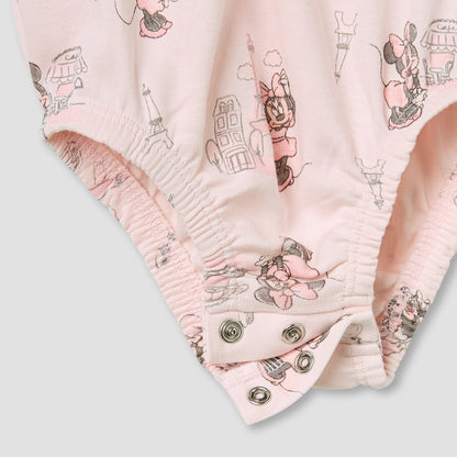 Disney Minnie Mouse Print Romper with Ruffle Sleeves