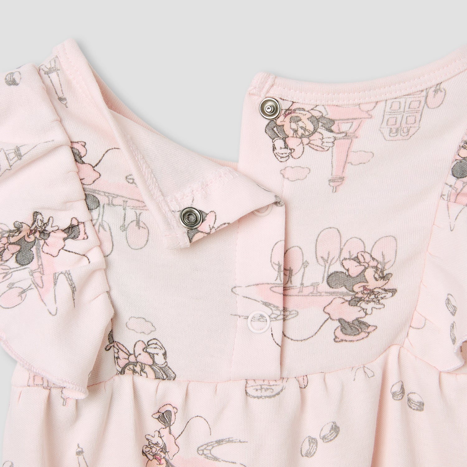 Disney Minnie Mouse Print Romper with Ruffle Sleeves