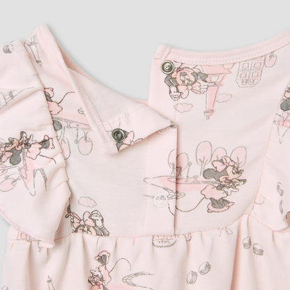 Disney Minnie Mouse Print Romper with Ruffle Sleeves