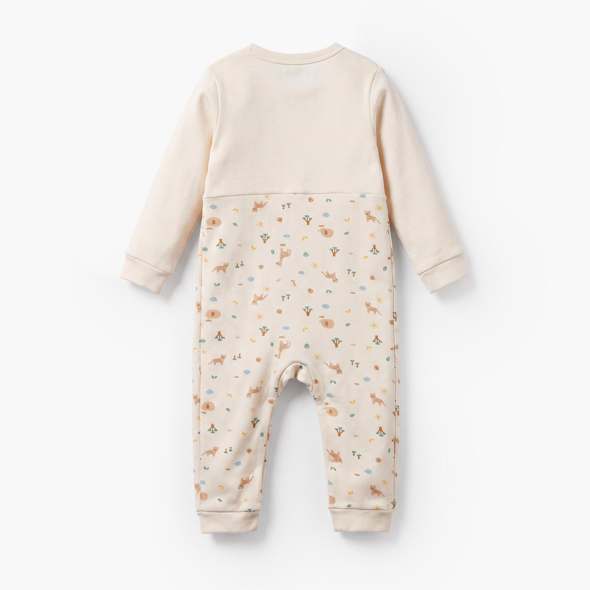 Juniors Cotton V-Neck Long Sleeves Sleepsuit with Safari Print