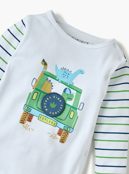 Juniors Dinosaur Print Sleepsuit with Long Sleeves and Button Closure-baby-boys-clothing-nightwear-sleepsuits-image-3