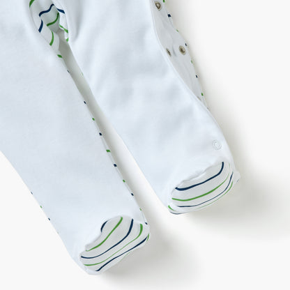 Juniors Dinosaur Print Sleepsuit with Long Sleeves and Button Closure