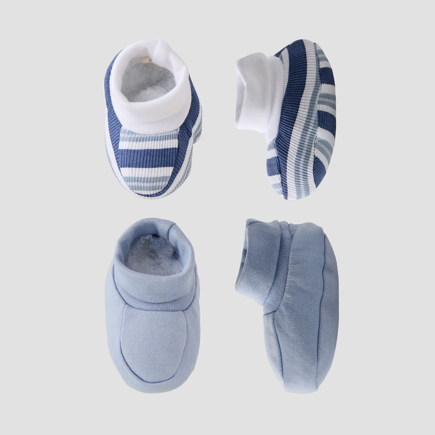 Pack of 2 Juniors Booties with Rolled Hem - Blue / 0-6 mths