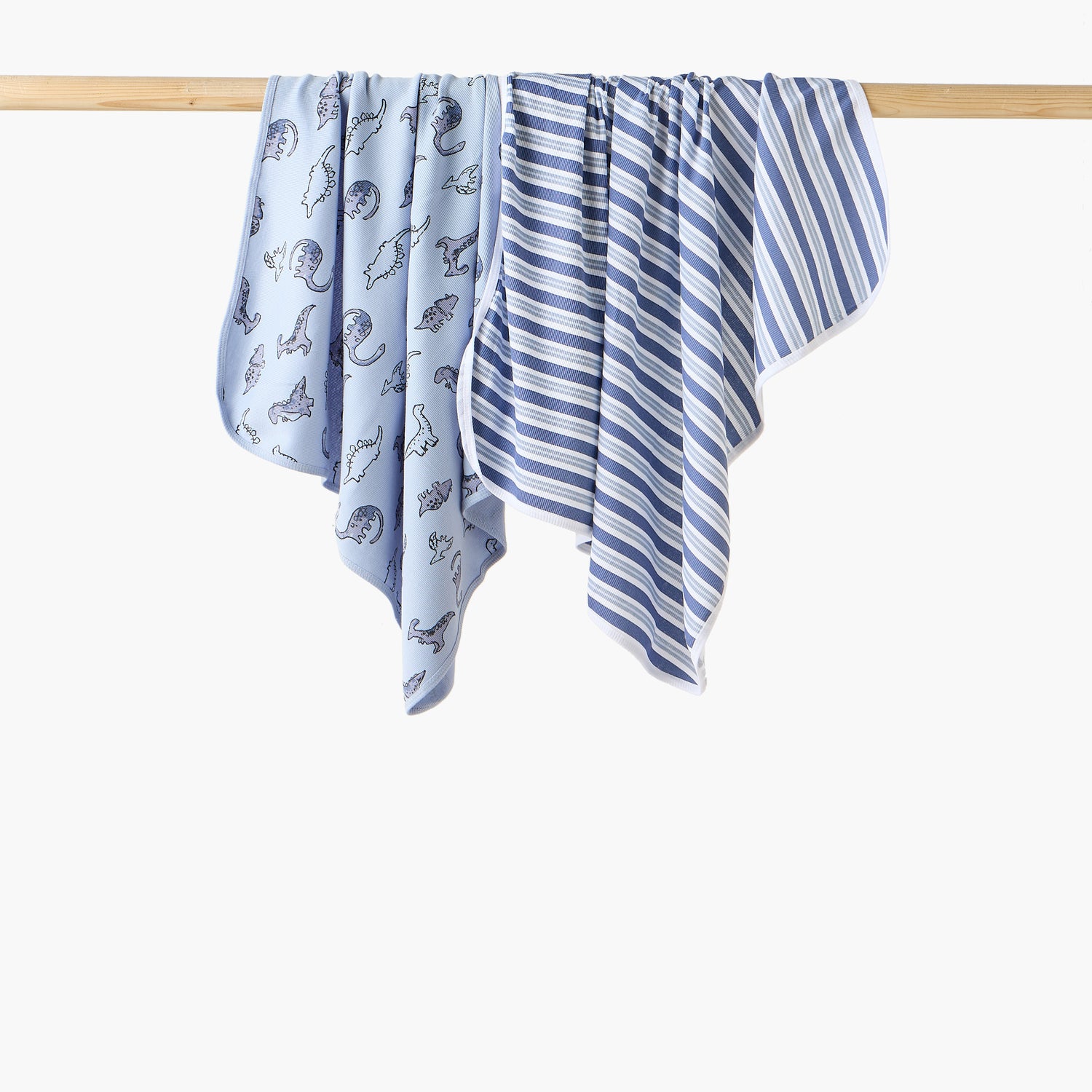 Pack of 2 Juniors Receiving Blanket with Assorted Design - Blue / 0-6 mths