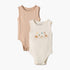 Pack of 2 Juniors Round Neck Sleeveless Bodysuit with Assorted Design - Brown / 12-18 mths