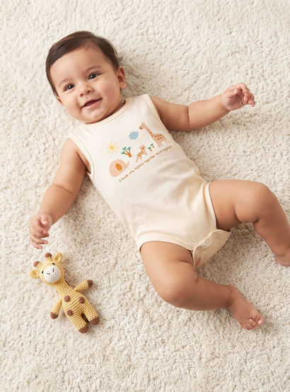 Pack of 2 Juniors Round Neck Sleeveless Bodysuit with Assorted Design-baby-boys-clothing-bodysuits-image-2