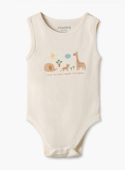 Pack of 2 Juniors Round Neck Sleeveless Bodysuit with Assorted Design-baby-boys-clothing-bodysuits-image-4