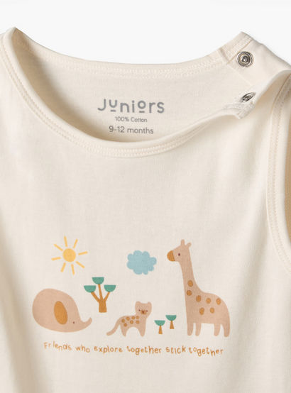Pack of 2 Juniors Round Neck Sleeveless Bodysuit with Assorted Design-baby-boys-clothing-bodysuits-image-6