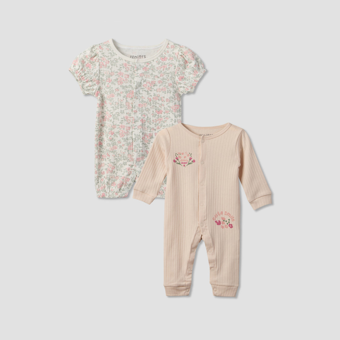 Juniors Round Neck Long Sleeves Sleepsuit with Romper - Multicolour / 12-18 mths