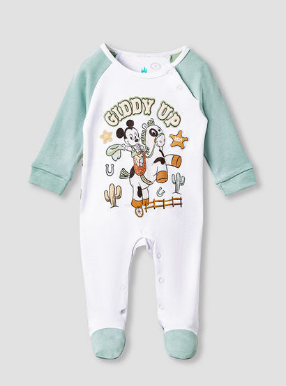 Disney Mickey Mouse Print Sleepsuit with Long Sleeves and Button Closure-baby-boys-clothing-nightwear-sleepsuits-image-1