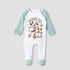 Disney Mickey Mouse Print Sleepsuit with Long Sleeves and Button Closure - Green / 9-12 mths