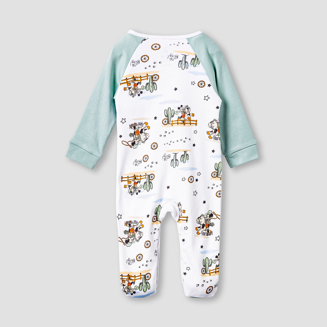 Disney Mickey Mouse Print Sleepsuit with Long Sleeves and Button Closure