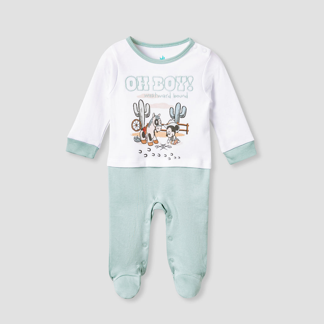 Disney Mickey Mouse Print Sleepsuit - Green / 9-12 mths