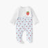 Juniors All-Over Strawberry Print Closed Feet Sleepsuit with Round Neck and Long Sleeves - White / 9-12 mths