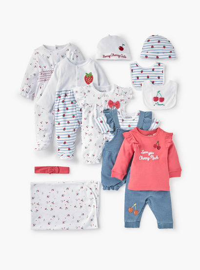 Juniors All-Over Strawberry Print Closed Feet Sleepsuit with Round Neck and Long Sleeves-baby-girls-clothing-nightwear-sleepsuits-image-5