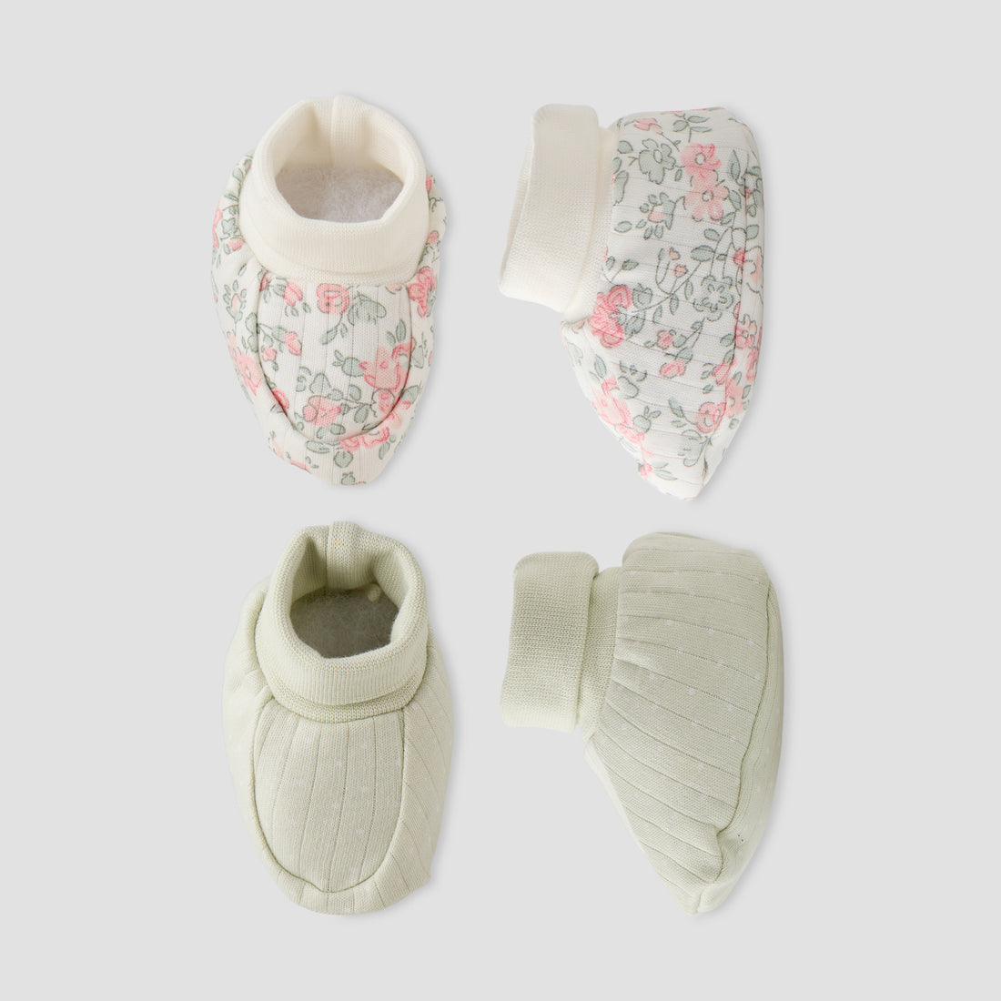 Pack of 2 Juniors Booties with Rolled Cuff, Assorted Print - Multicolour / 0-6 mths