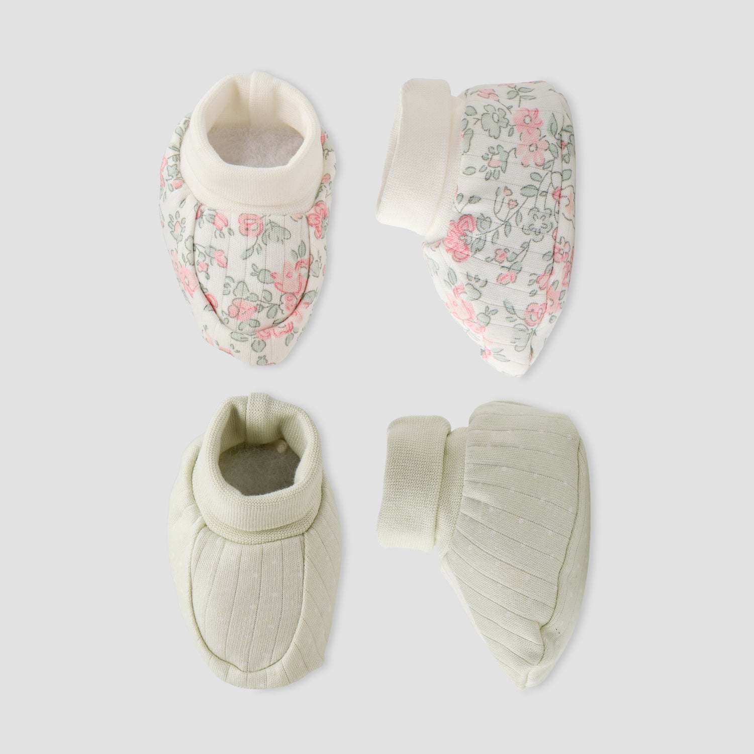 Pack of 2 Juniors Booties with Rolled Cuff, Assorted Print - Multicolour / 0-6 mths