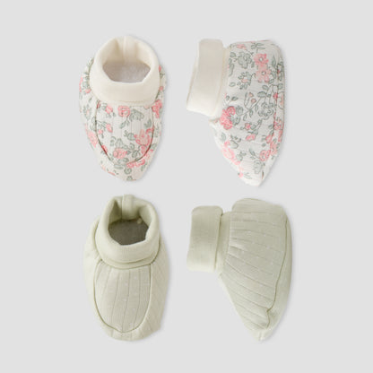 Pack of 2 Juniors Booties with Rolled Cuff, Assorted Print - Multicolour / 0-6 mths