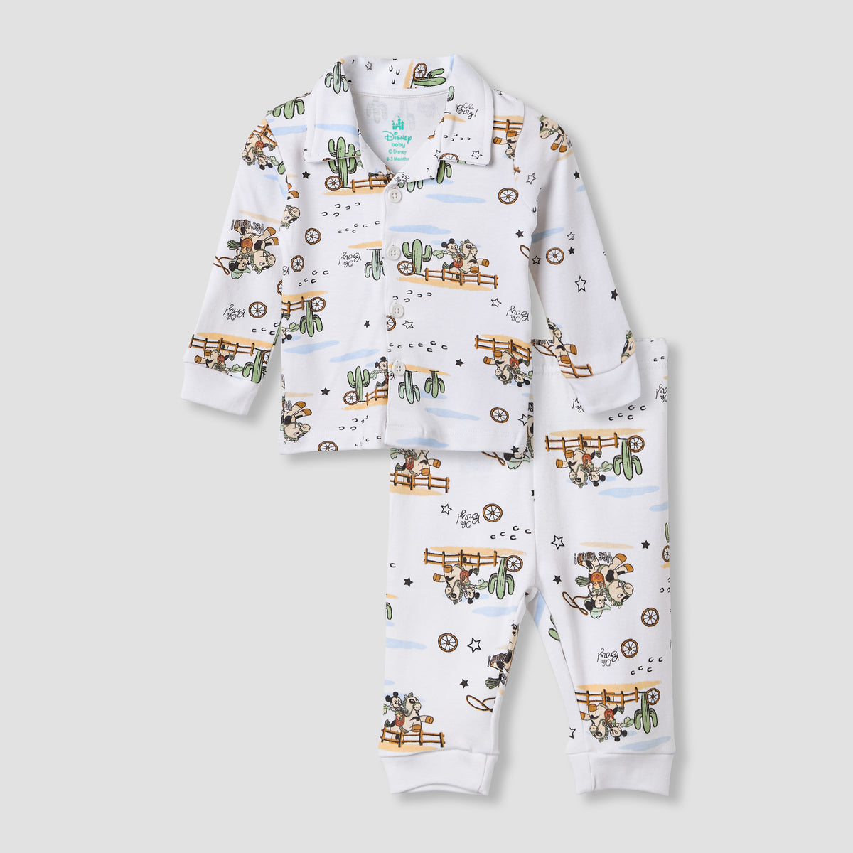 Disney Mickey Mouse Print Shirt and Pyjama Set