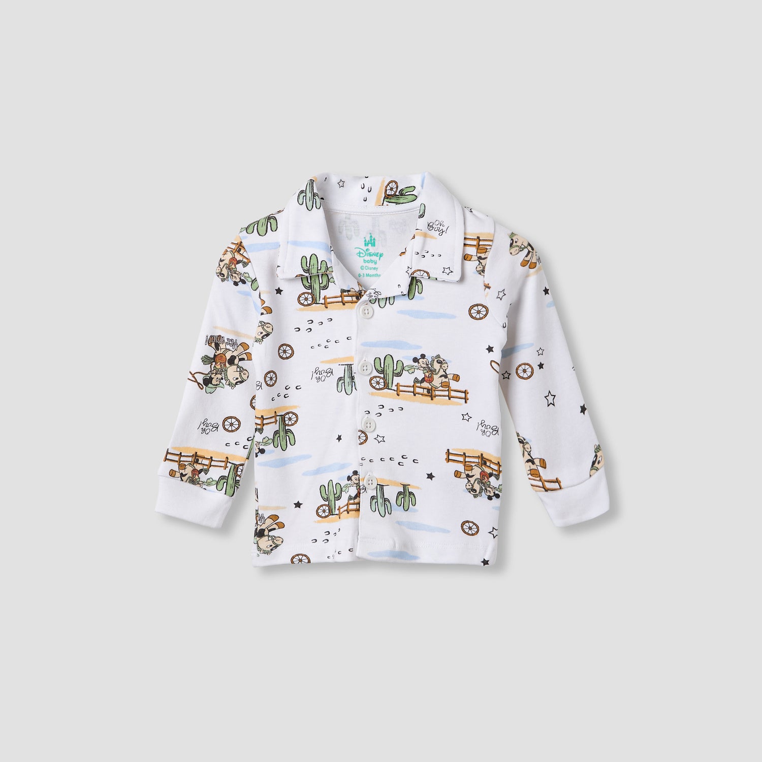 Disney Mickey Mouse Print Shirt and Pyjama Set