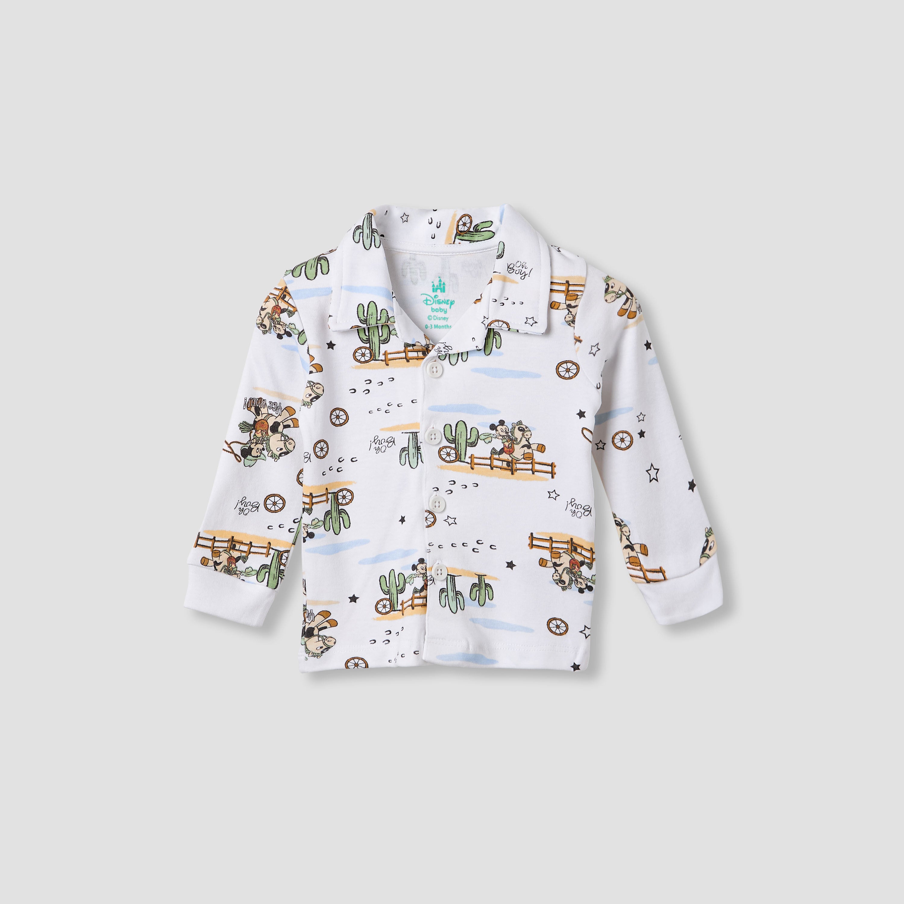 Disney Mickey Mouse Print Shirt and Pyjama Set