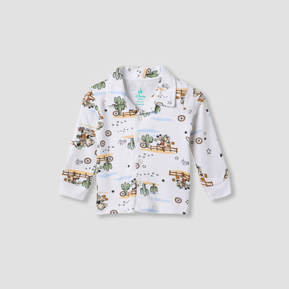 Disney Mickey Mouse Print Shirt and Pyjama Set
