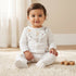 Juniors Cotton Round Neck Long Sleeves Sleepsuit with Floral Print - White / 9-12 mths