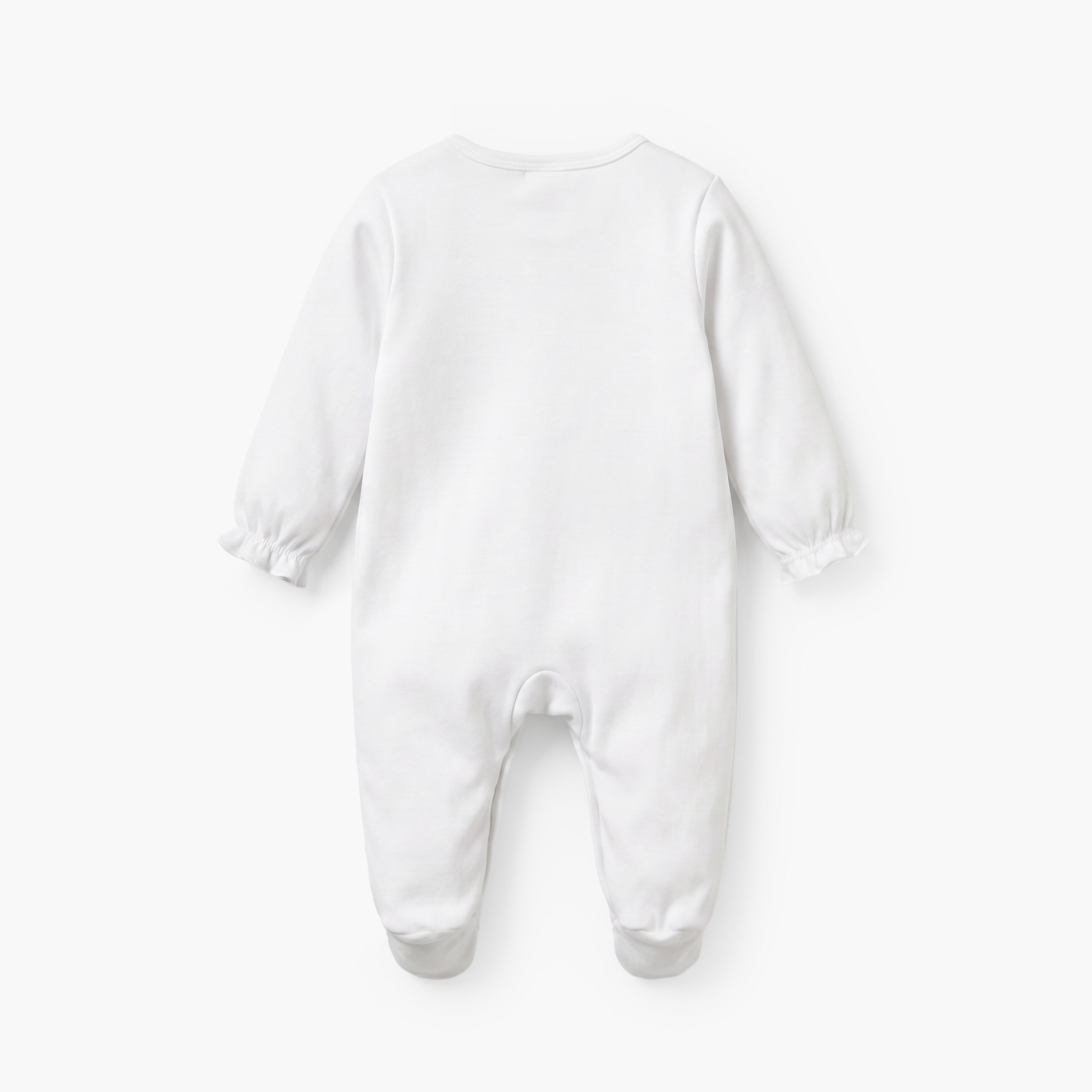 Juniors Cotton Round Neck Long Sleeves Sleepsuit with Floral Print