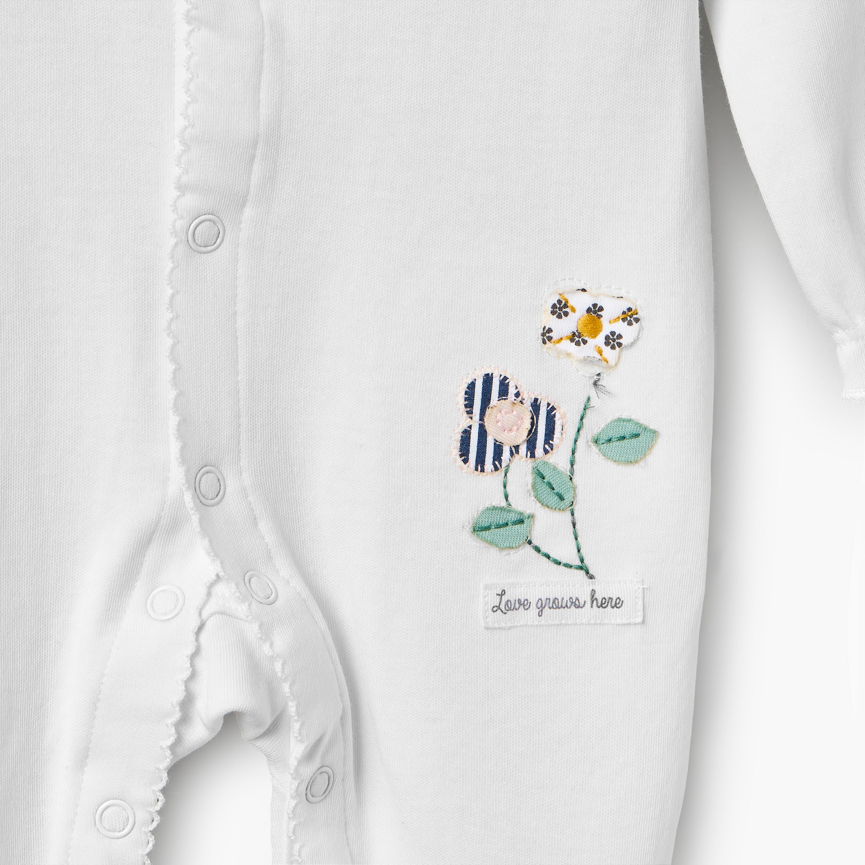 Juniors Cotton Round Neck Long Sleeves Sleepsuit with Floral Print
