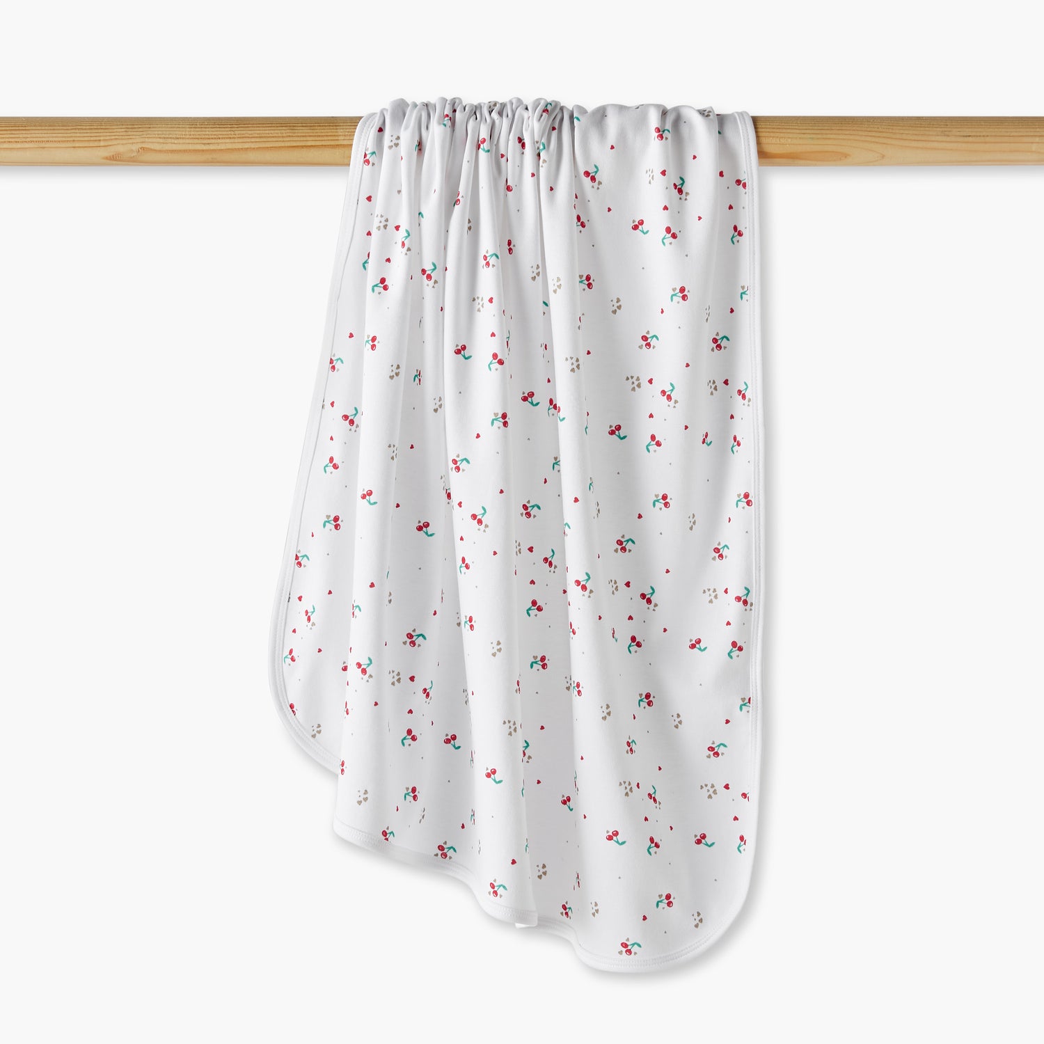 Juniors Cherry Print Receiving Blanket - 70x70 cm - White / 0-6 mths