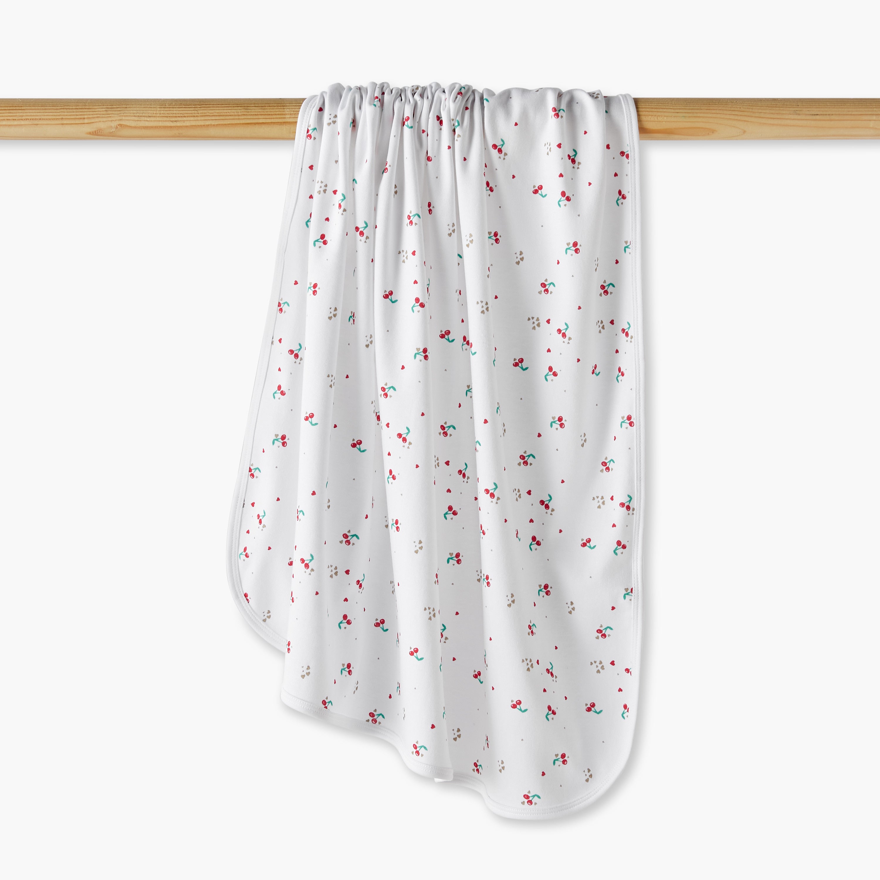 Juniors Cherry Print Receiving Blanket - 70x70 cm - White / 0-6 mths