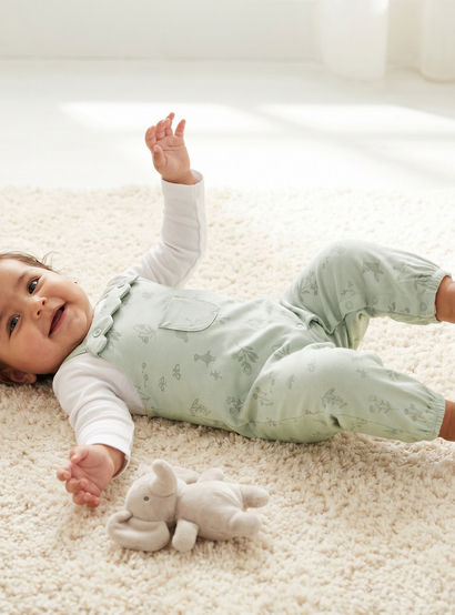 Juniors Cotton Crew Neck Long Sleeves Sleepsuit with Botanical Print-baby-girls-clothing-nightwear-sleepsuits-image-1