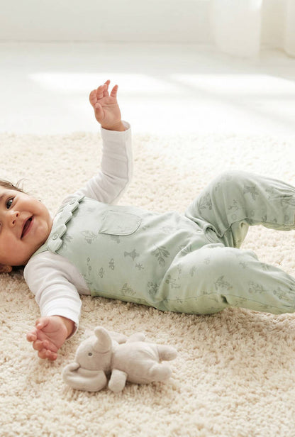 Juniors Cotton Crew Neck Long Sleeves Sleepsuit with Botanical Print