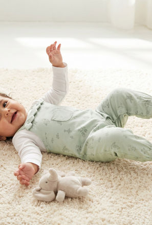 Juniors Cotton Crew Neck Long Sleeves Sleepsuit with Botanical Print