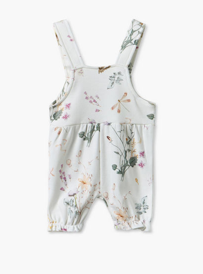Juniors Round Neck Short Sleeves Top and Dungaree Set with Floral Print-baby-girls-clothing-setsandcoords-image-7