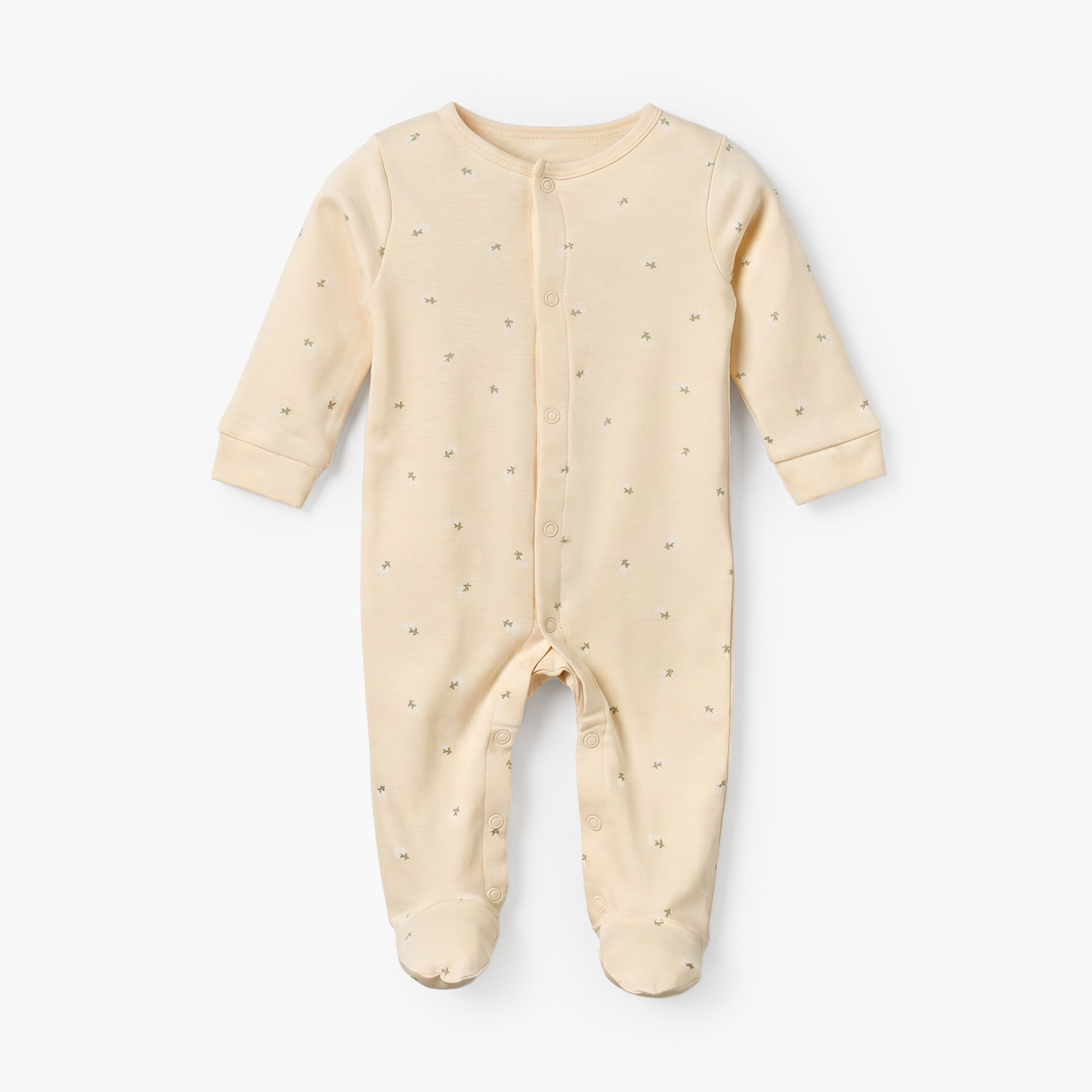 Pack of 2 Juniors Cotton Round Neck Long Sleeves Sleepsuit with Floral Print