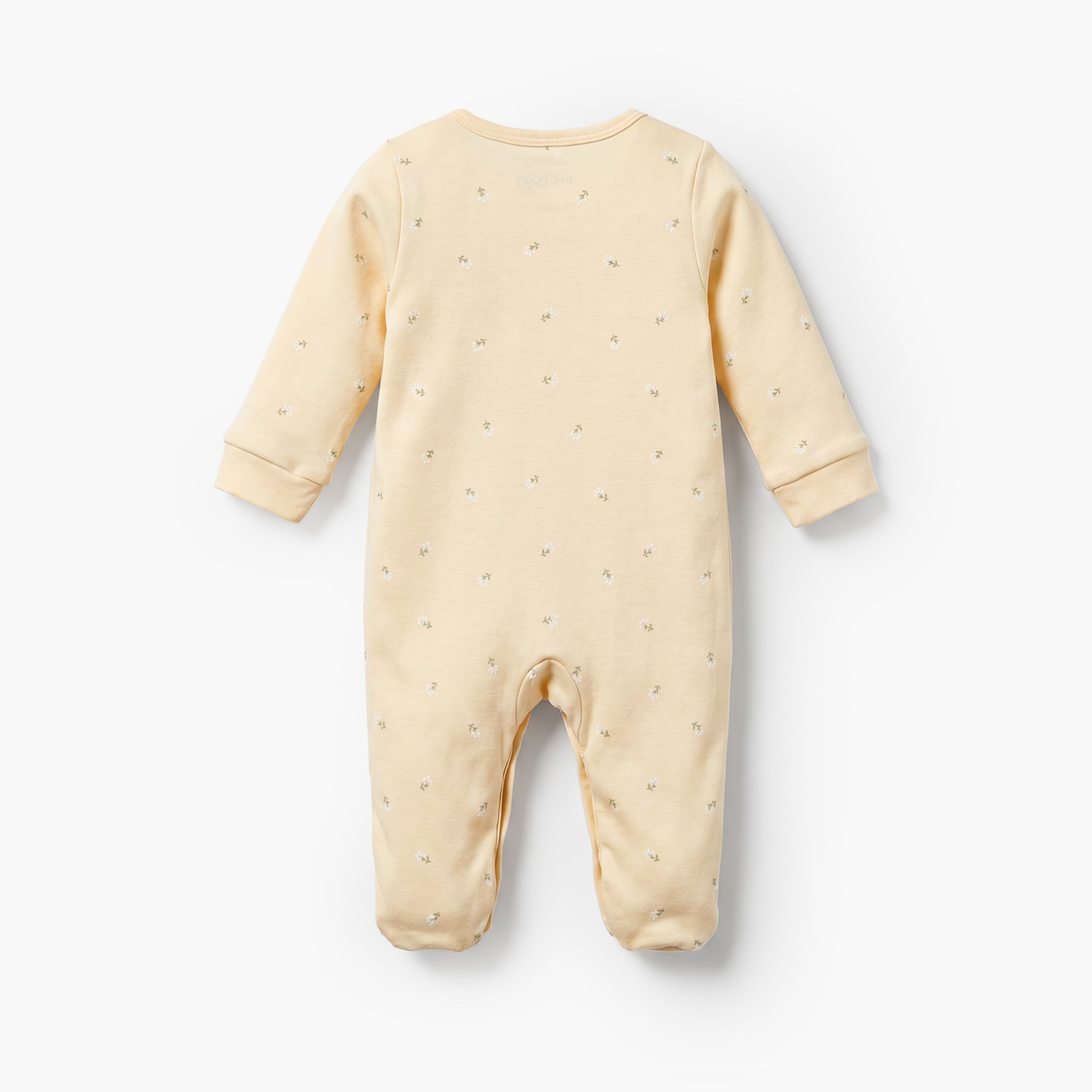Pack of 2 Juniors Cotton Round Neck Long Sleeves Sleepsuit with Floral Print