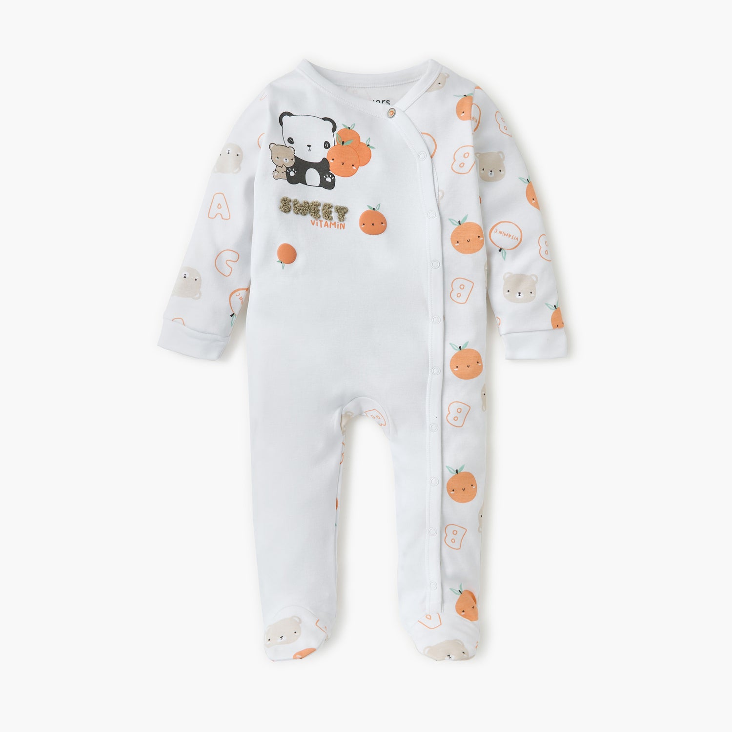 Juniors Printed Closed Feet Sleepsuit with Long Sleeves - Multicolour / 9-12 mths