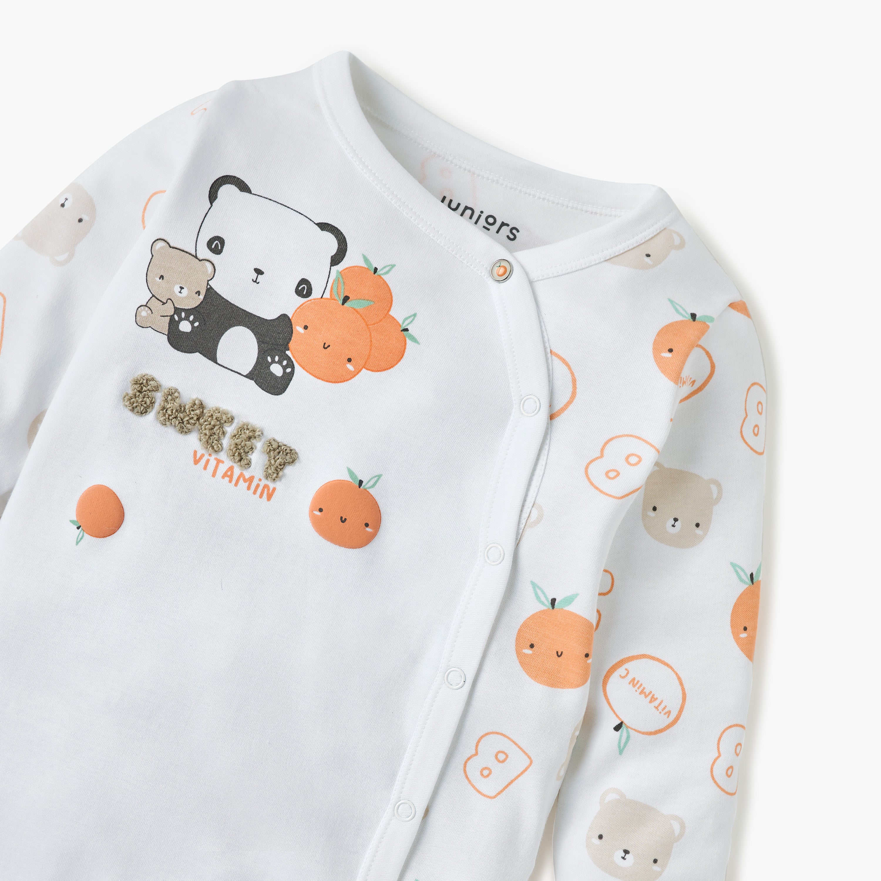 Juniors Printed Closed Feet Sleepsuit with Long Sleeves