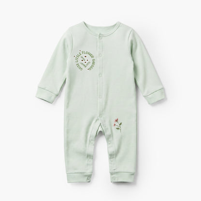 Set of 2 Juniors Crew Neck Sleepsuit and Romper with Floral Print