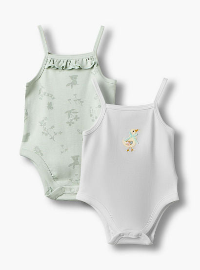 Pack of 2 Juniors Square Neck Strappy Bodysuit with Snap Button Closure-baby-girls-clothing-bodysuits-image-1