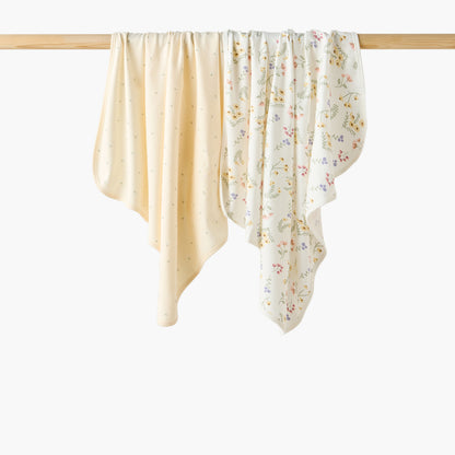 Pack of 2 Juniors Receiving Blanket with Floral Print - Yellow / 0-6 mths