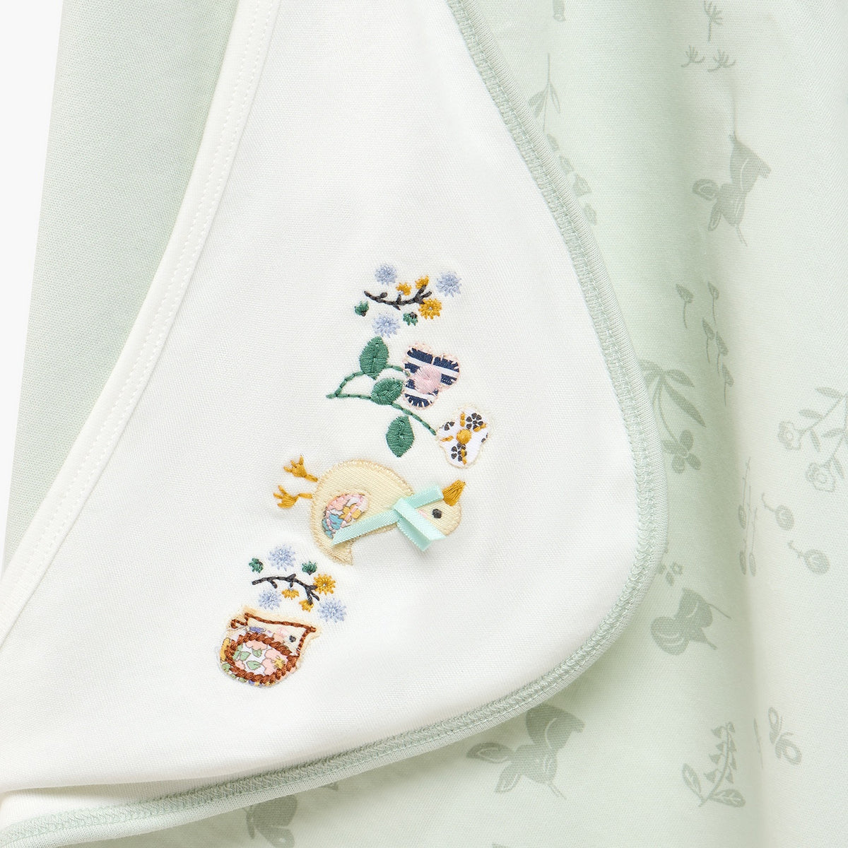 Juniors Receiving Blanket with Floral Embroidery